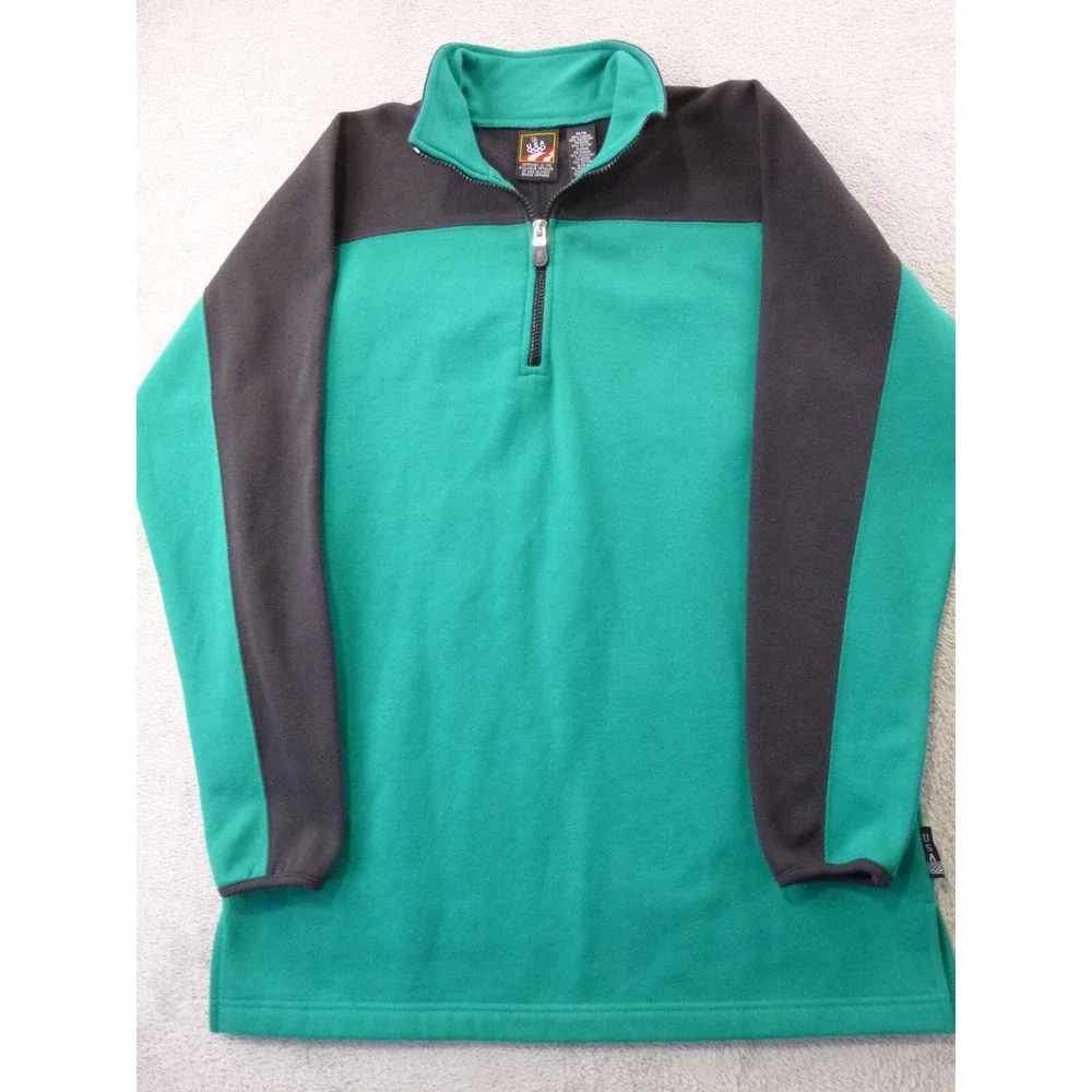 Vtg JC Penny USA Olympic 1/4 Zip Pullover Men's Medium Green Fleece Sweater 90's - Picture 2 of 11